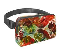 Restez mains libres et tendance avec notre sac banane de voyage pour homme et femme, un sac à bandoulière pour la course, la marche, la randonnée et le cyclisme, motif feuilles tropicales, Multicolore