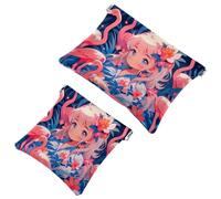 Restez organisé : 2 pièces Starry Sky Art Girl-888 Trousse de maquillage, multicolore, A:7.1x5.8in/18x14.8cm,B:4.7x4.5in/12x11.5cm