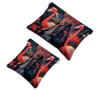 Restez organisé : 2 pièces Starry Sky Flamingo Girl-898 Trousse de maquillage, multicolore, A:7.1x5.8in/18x14.8cm,B:4.7x4.5in/12x11.5cm