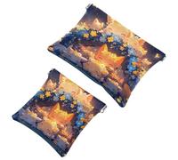 Restez organisé : 2 pochettes colorées en forme de chaton de dessin animé - 1578 - Votre trousse de maquillage incontournable, multicolore, A：7.1x5.8in/18x14.8cm，B:4.7x4.5in/12x11.5cm