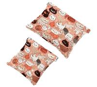 Restez organisé : 2 pochettes en éclats d'obus mignons en forme de chaton-1518 - Votre trousse de maquillage incontournable, multicolore, A：7.1x5.8in/18x14.8cm，B:4.7x4.5in/12x11.5cm