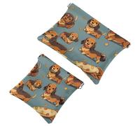 Restez organisé : 2 pochettes en éclats d'obus mignons Little Dog-208 - Votre trousse de maquillage incontournable, multicolore, A:7.1x5.8in/18x14.8cm,B:4.7x4.5in/12x11.5cm