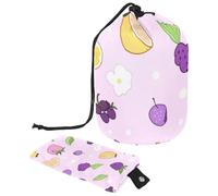 Restez organisé et voyagez avec style avec notre organisateur de toilette étanche avec cordon de serrage - Parfait pour les femmes en déplacement! Motif fruits violets, multicolore,