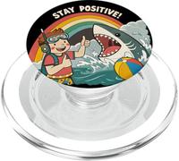 Restez Positif, Dessin animé Amusant en Forme de Requin Arc-en-Ciel PopSockets PopGrip pour MagSafe