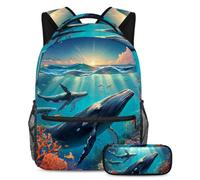 Restez tendance et organisé avec notre ensemble de 2 cartables pour enfants, parfait pour les garçons, les filles, les adolescents, comprend un sac à livres de voyage et une trousse à crayons, une