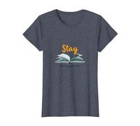 Restez, Votre Histoire n'est Pas terminée, Source d'inspiration pour Les Amateurs de Livres T-Shirt, Femme, Bleu Chiné, M