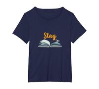 Restez, Votre Histoire n'est Pas terminée, Source d'inspiration pour Les Amateurs de Livres T-Shirt, Femme Grandes Tailles, Bleu Marine, 2X
