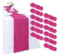 RestfulGlow Lot de 12 chemins de table en étamine, 3 m x 304 cm, rustiques et transparents pour centre de table, décoration de mariage, fête prénatale, fête prénatale, décoration de table - Rose vif