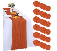 RestfulGlow Lot de 6 chemins de table en étamine, orange de 3 m en tissu de gaze rustique transparent pour Pâques, printemps, décoration de mariage, vacances, maison, fête prénatale