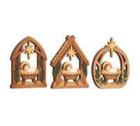 RestfulLux Wooden Nativity Scene Decor, 3Pcs Christmas Manger Ornaments | Solid wood nativity figures with laser cut design, ideal for holiday home decor display 1 Set