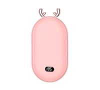 Restikiant Chauffe-mains de poche 2 en 1 avec batterie de 5200 mAh, mini chauffe-mains avec écran numérique, chauffe-mains réglables, cadeau d'hiver, rose