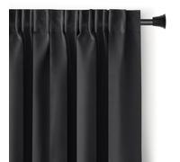 RESTILO Blackout Rideau occultant Galon Fronceur 140 x 245 cm 1 pièce Noir Rideau décoratif Opaque pour fenêtre