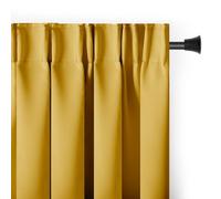 RESTILO Blackout Rideau occultant Galon Fronceur 140 x 270 cm 1 pièce Jaune Moutarde Rideau décoratif Opaque pour fenêtre