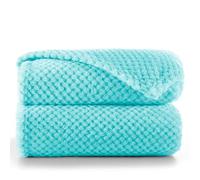 RESTILO Couverture Douillette 170 x 210 cm - Couverture en Microfibre, Couverture d'intérieur, Couvre-lit, Polaire, Douce, Moelleuse, Douillette, Style scandinave, Turquoise, Henry