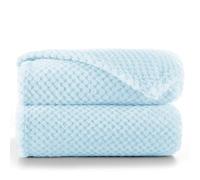 RESTILO Couverture Douillette 220 x 240 cm - Couverture en Microfibre, Couverture d'intérieur, Couvre-lit, Polaire, Douce, Moelleuse, Douillette, Style scandinave, Bleu Clair, Henry