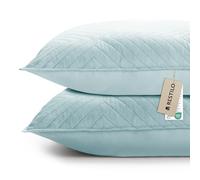 RESTILO Lot de 2 housses de coussin décoratives 45 x 45 cm, bleu ciel, pour canapé, motif matelassé ultrasonique, doux, idéal pour la décoration du salon, de la chambre à coucher, Softa