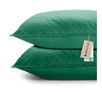 RESTILO Lot de 2 housses de coussin décoratives 45 x 45 cm, vert foncé, pour canapé, coussin de décoration, rembourrage ultrasonique matelassé doux pour canapé, idéal pour salon, chambre à coucher