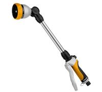 RESTMO Arroseur de Jardin en Métal, 42 cm de Long, avec Manche, Tête Pivotante à 180°, avec Contrôle du Débit, 7 Modes de Pulvérisation, Baguette Magique pour Suspensions de Fleurs et Arbustes, Jaune