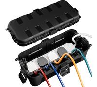 RESTMO Boîte à Câbles Étanche Moyenne (29×13,2×10cm) - IP54, Résistante aux Intempéries, Idéale pour Protéger Rallonges, Multiprises, Fiches Coudées (Couleur:Noir)