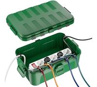 RESTMO Boîte de Protection Étanche IP54 Extra Large (32 x 22 x 13 cm) pour Multiprise Extérieure - Organisation de Câbles avec 6 Entrées/Sorties, Résistant aux UV/Pluie/Gel, Vert