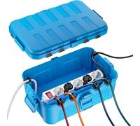 RESTMO Boîte Protection Étanche IP54 Boitier Etanche Electrique Exterieur | Extra Large(32x22x13cm)- Pour Multiprise Extérieure, Org. Câbles (6 Entrées/Sorties), Résistante UV/Pluie/Gel (Couleur:Bleu)