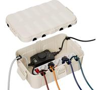 RESTMO Boîte Protection Étanche IP54 Boitier Etanche Electrique Exterieur | Extra Large(32x22x13cm)-Pour Multiprise Extérieure, Org.Câbles (6 Entrées/Sorties), Résistante UV/Pluie/Gel (Couleur:Amande)
