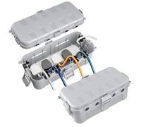 RESTMO Boîtes à Câbles Étanches Medium (29 × 13,2 × 10 cm) - Lot de 2, Étanchéité IP54, Idéales pour Extérieur (Protéger Rallonges, Multiprises, Fiches Coudées) - Couleur Gris clair