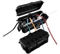 RESTMO Boîtes à Câbles Étanches Medium (29 × 13,2 × 10 cm) - Lot de 2, Étanchéité IP54, Idéales pour Extérieur (Protéger Rallonges, Multiprises, Fiches Coudées) - Couleur Noir