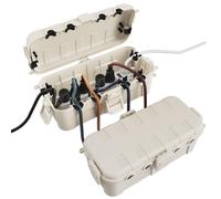 RESTMO Boîtes à Câbles Étanches Medium (29 × 13,2 × 10 cm) - Lot de 2, Étanchéité IP54, Idéales pour Extérieur (Protéger Rallonges, Multiprises, Fiches Coudées) - Couleur Amande