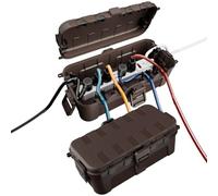 RESTMO Boîtes à Câbles Étanches Medium (29 × 13,2 × 10 cm) - Lot de 2, Étanchéité IP54, Idéales pour Extérieur (Protéger Rallonges, Multiprises, Fiches Coudées) - Couleur Marron