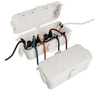 RESTMO Boîtes à Câbles Étanches Medium (29 × 13,2 × 10 cm) - Lot de 2, Étanchéité IP54, Idéales pour Extérieur (Protéger Rallonges, Multiprises, Fiches Coudées) - Couleur Blabc