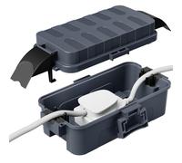 RESTMO Boîtier de câble étanche IP55 avec couvercles amovibles, boîtier électrique résistant aux intempéries pour rallonges, prises de jardin, minuterie extérieure (15 cm x 8,1 cm x 4,5 cm) - Gris