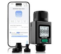 RESTMO Compteur de débit d'eau Intelligent Robinet Tuyau d'arrosage | adaptatif à 180°, mesure la consommation et le débit pour l'arrosage du jardin, le remplissage de camping-car, les arroseurs