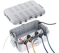 RESTMO Grande boîte de distribution étanche pour l'extérieur, IP54, 32 x 22 x 13 cm, boîte étanche pour jardin, protection des rallonges, multiprises, prises extérieures - Marron