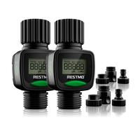 Restmo Lot de 2 débitmètres d'eau, haute précision, mesure la consommation et le débit pour l'arrosage du tuyau d'arrosage, le remplissage du réservoir d'eau de camping-car, l'arroseur de pelouse, le