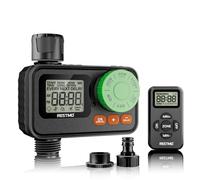 RESTMO Minuteur d'eau RF Télécommandé, Minuterie de Tuyau d'Arrosage, Automatique/Manuel/Retard de Pluie pour Robinet Extérieur, Irrigation Goutte à Goutte et Arrosage de Pelouse