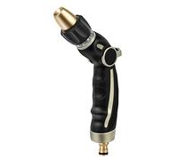 RESTMO Pistolet d'arrosage avec Buse en Laiton, Métal Pulvérisateur de Jardin Robuste à haute pression, 4 Modèles Pistolet avec Débit d'eau Contrôle pour Lavage de Voiture, Arroser Plantes- Noir