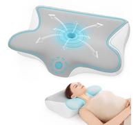 Restnature Oreiller Ergonomique Cervical Mémoire de Forme, 2 en 1 Oreiller Cervical Memoire Forme Pillow, Coussin Orthopédique pour Dormir sur Le Côté, Dos et Ventre, Cadeaux, 60x41,5x10/12cm
