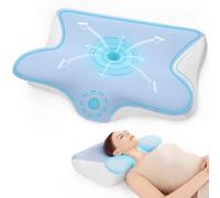 Restnature Oreiller Memoire Forme, Hauteur-Réglable Oreiller Ergonomique Cervical pour la Nuque, 2 en 1 Coussin Cervicales Orthopédique pour Dormir Pillow sur Le côté, Dos ou Ventre, 60x41,5 x10/12cm