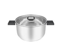 RESTO Marmite à soupe en acier inoxydable 18/10 Ø 22 x 12,5 cm - Avec poignées pliables - Induction - Avec couvercle en verre résistant à la chaleur et échelle de mesure dans un coffret cadeau - 4,4 l