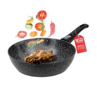 RESTO Poêle wok 93042 - Profondeur : 28 cm - Avec revêtement anti-adhésif en marbre à quatre couches - Poignée amovible - Compatible avec tous les types de feux, y compris l'induction - Hauteur : 7,7