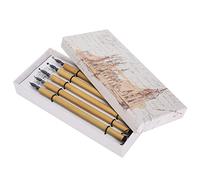Restokki 5Pcs Dip Pen Manga Calligraphy Boxed Vintage Bamboo Drawing Kit School Supplies (Round head pen tip set)