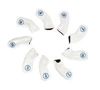 Restokki 9pcs Golf Iron Head Covers PU Tissu léger 9pcs pour Golfeur (Blanc)