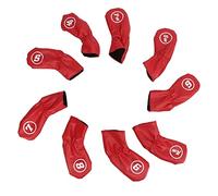 Restokki 9pcs Golf Iron Head Covers PU Tissu léger 9pcs pour Golfeur (Rouge)