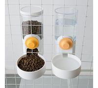 Restokki Distributeur d'eau Automatique pour Chats et Chiens, Distributeur de Nourriture pour Chat Distributeur Eau Lapin,(Pearl White Set [Eau Potable+Mangeoire])