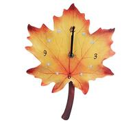 Restokki Horloge murale en forme de feuille d'érable, décoration d'intérieur silencieuse pour salon et chambre à coucher