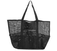 Restokki Mesh Beach Bag with 8 Pockets Large Capacity Portable Handle Mesh Pool Bag for Vacation Swimming,Beach Vacation Essentials (Black)