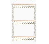 Restokki Organisateur d'accessoires pour Cheveux, Support Bandeau avec 30 | Organise bandeaux nœuds à l'aide cintre pour nœuds cheveux chambres avec bois massif et pompon bohème à fixation murale