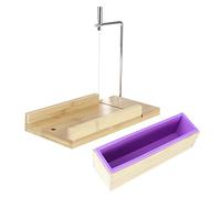 Restokki Soap tray Soap Cutter, Handmade Soap Cutter tray Wire Cutting Machine Silicone Material Purple (Set 2 (bamboo flat plate + 900 toast wooden box))