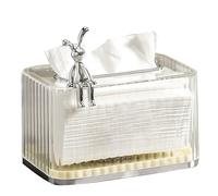 Restokki Support de la boîte à mouchoirs, Distributeur Domestique à Grande Ouverture à Ressort, Levage Automatique, pour comptoir de vanité de Salle de Bains (Clear Body Creamy Base)